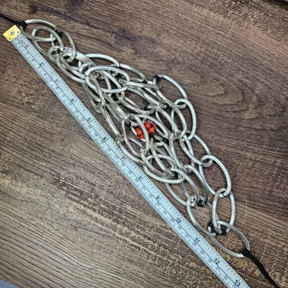Maria Calderara Asymmetrical Chain-Link Adjustable Closure Bib Necklace